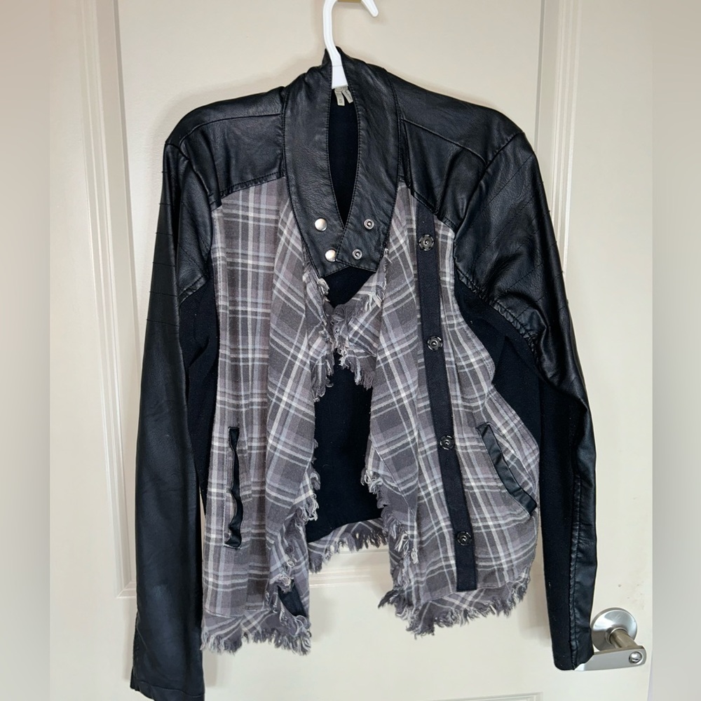 Buckle Brand Leather Jacket